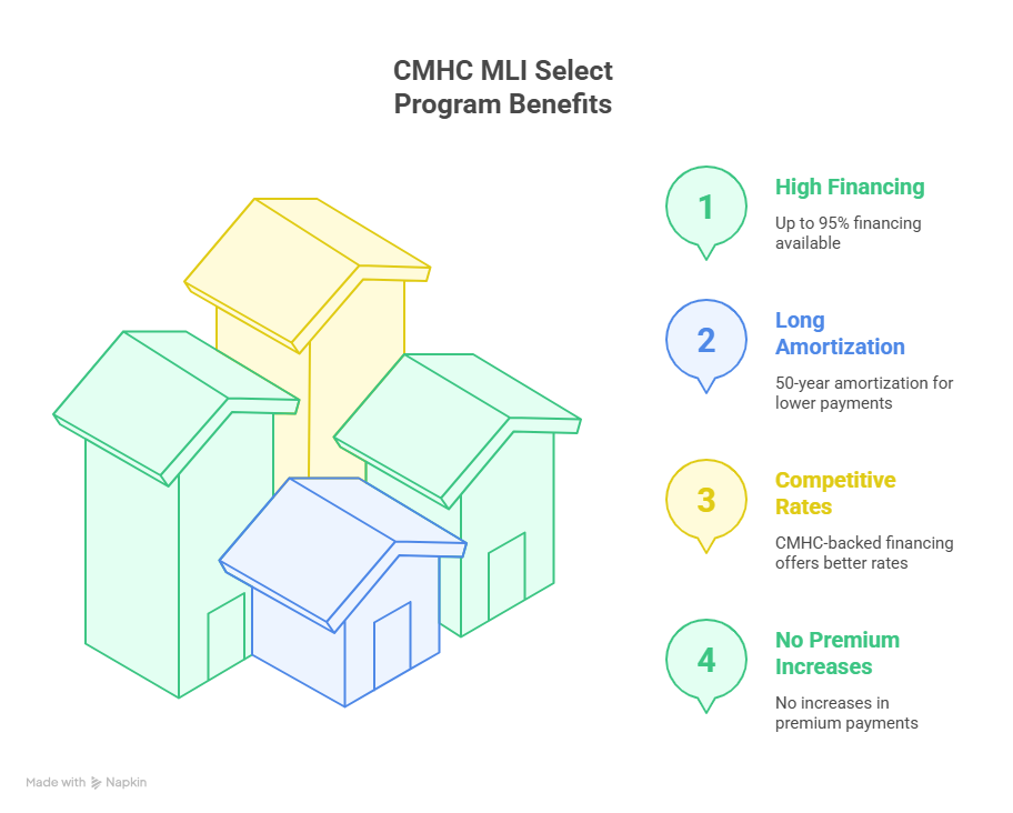 a diagram explaining the benefits of CMHC MLI select program