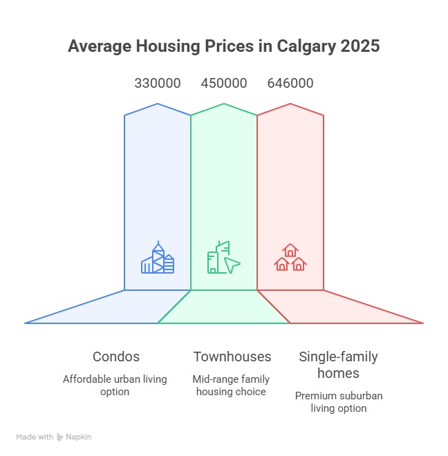 A bar chart showing the different costs of housing in Calgary.